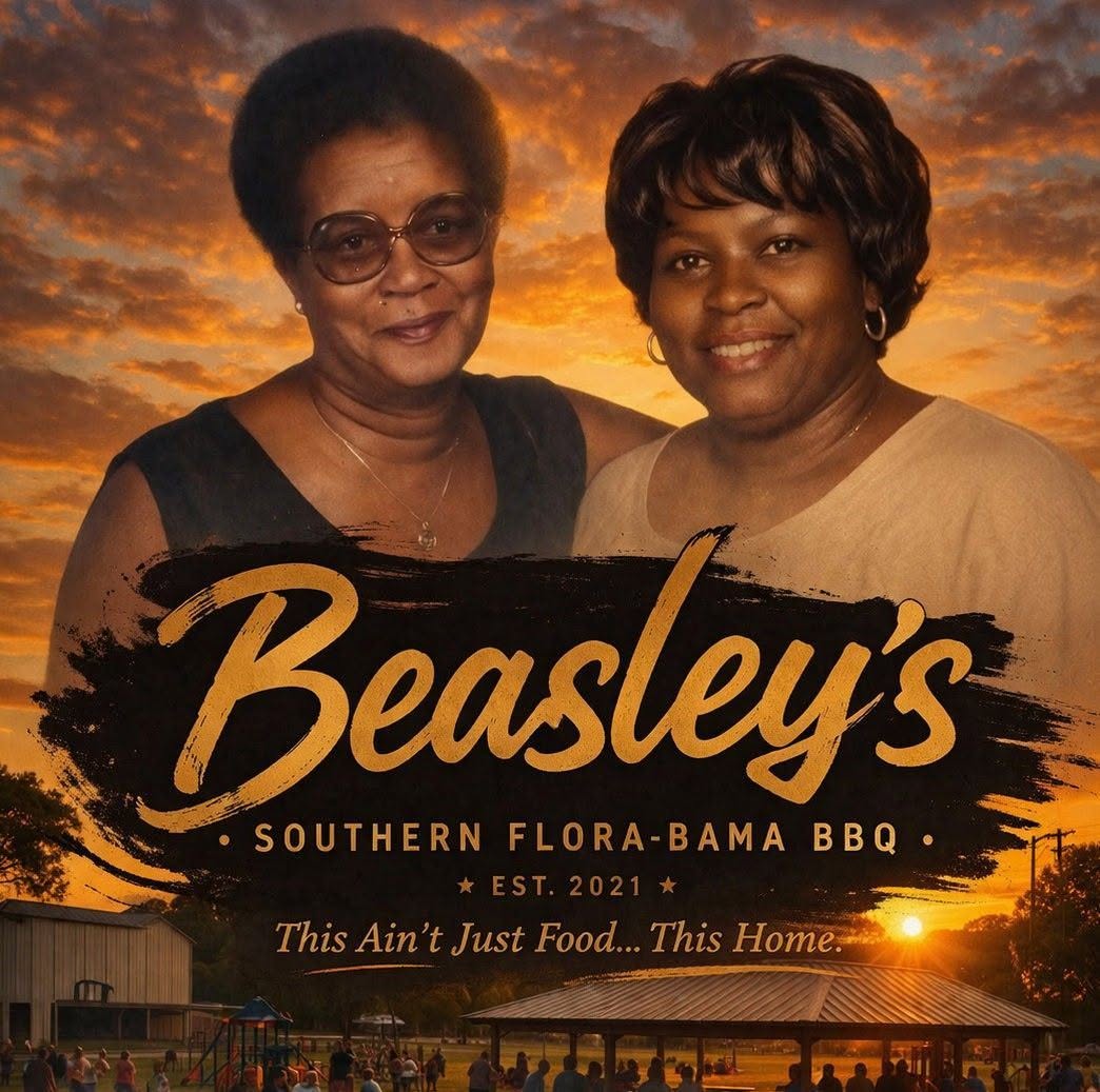 Legacy family members featured in Beasley's Southern Flora-Bama BBQ artwork